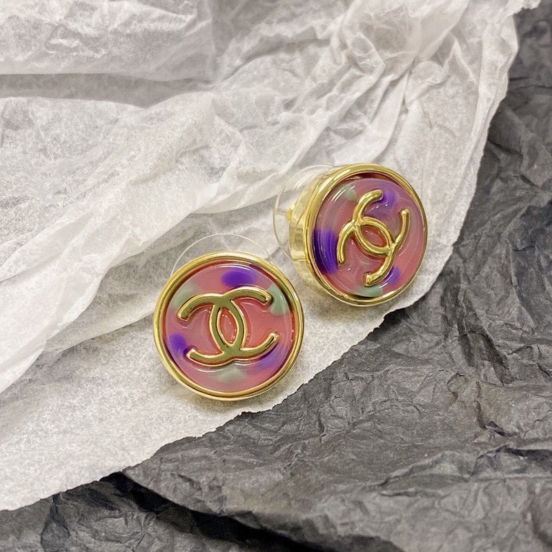 Chanel Colorful Round Earrings - 18K Yellow Gold