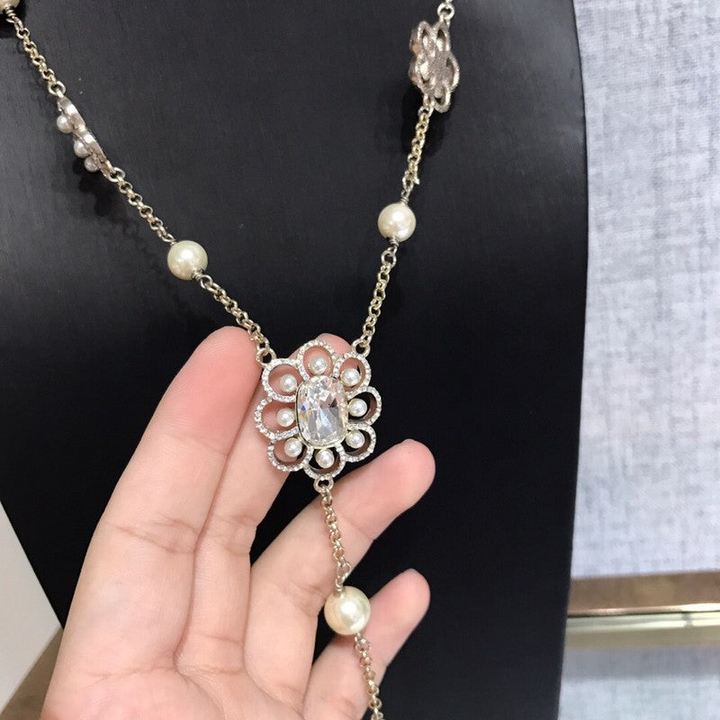 Chanel Flowers Pearl Long Necklace