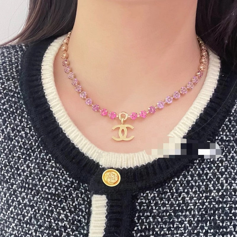 Chanel Pink Crystal Necklace