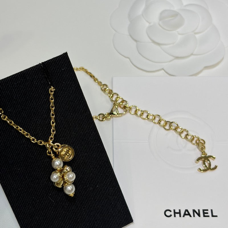Chanel 26P Grape Pearl Gold Necklace