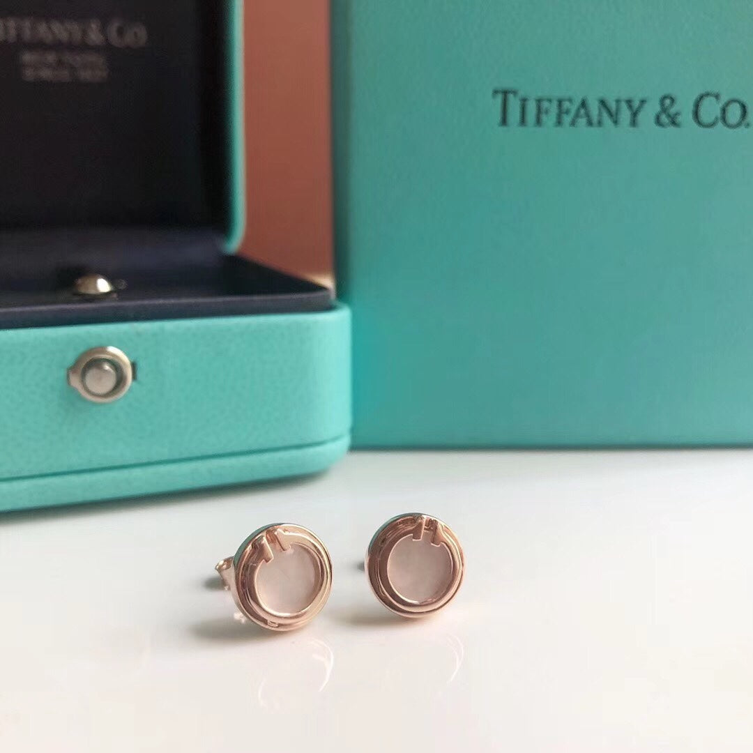 Tiffany Mother-Of-Pearl Circle Earrings - 18K Rose Gold
