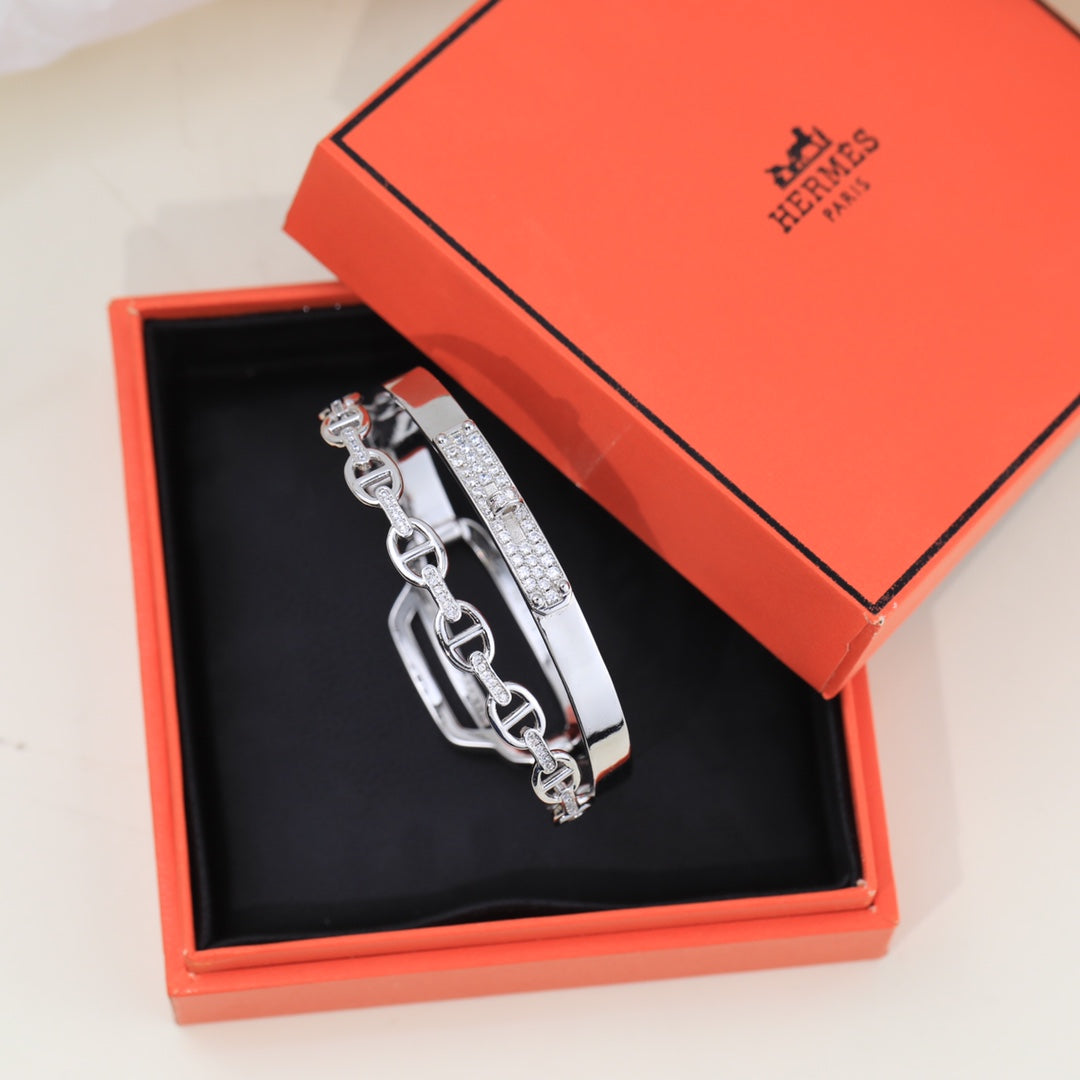 Hermes Kelly Double Tour Diamond Bracelet - 18K Gold