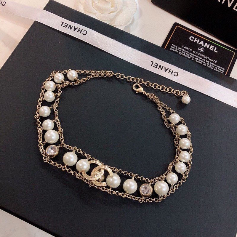 Chanel Pearl Choker Chain Necklace