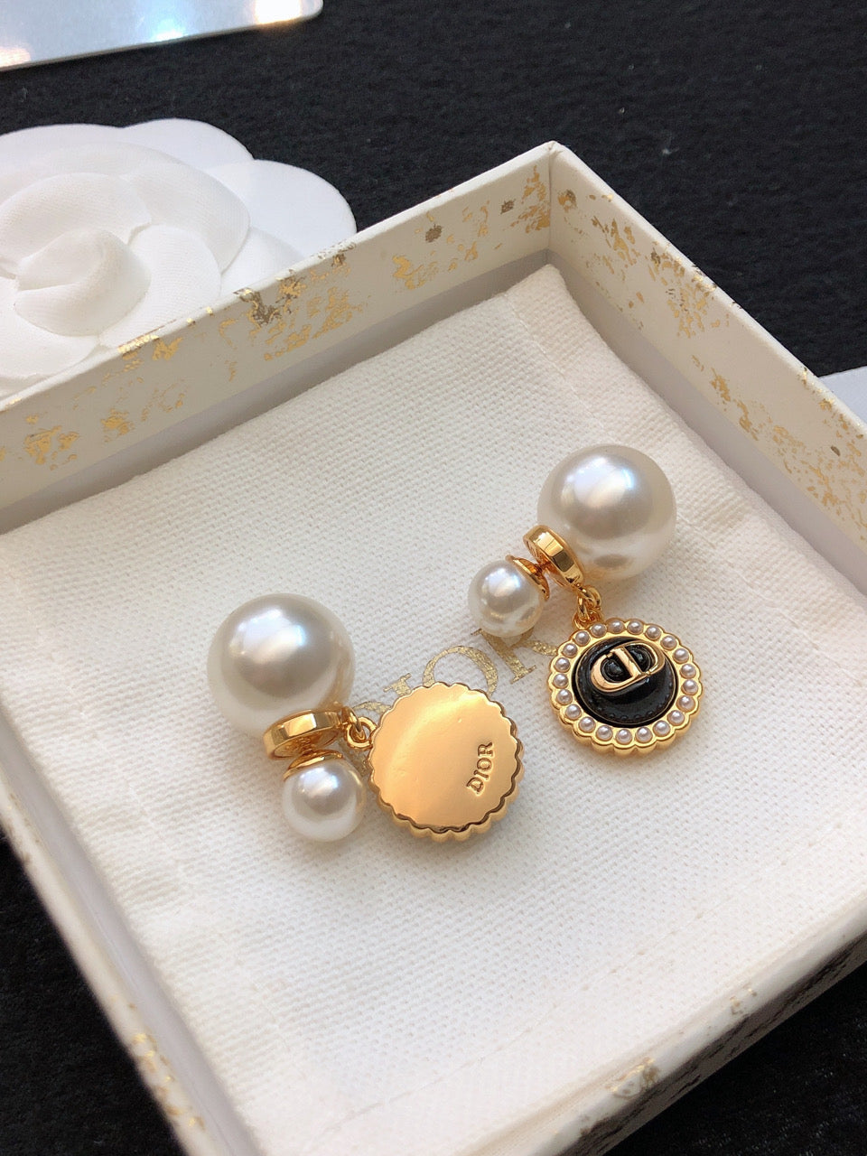 Dior Black Pearl Earrings