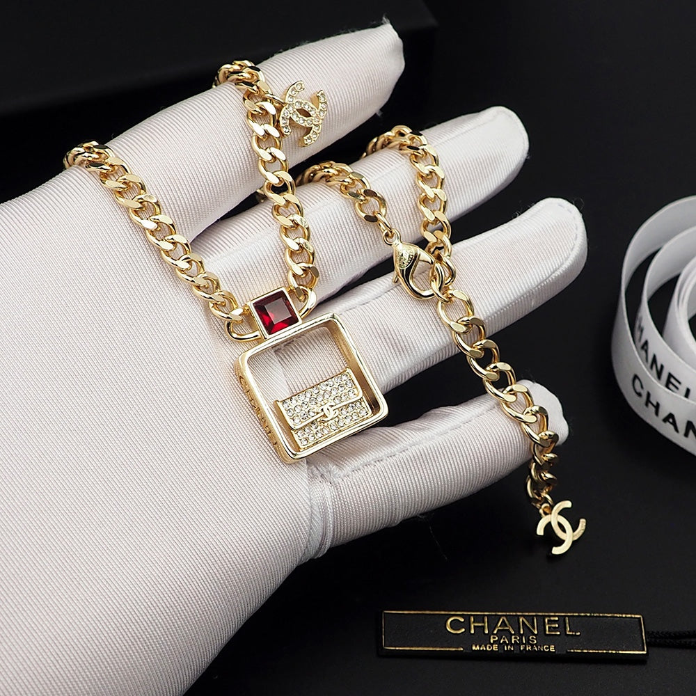Chanel Red Bag Pendant Necklace