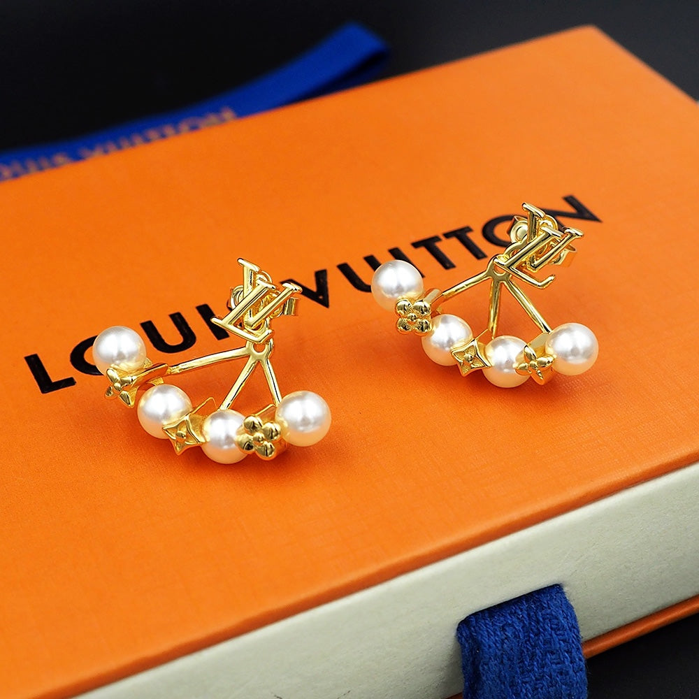 Louis Vuitton Monogram Pearl Earrings - 18K Yellow Gold