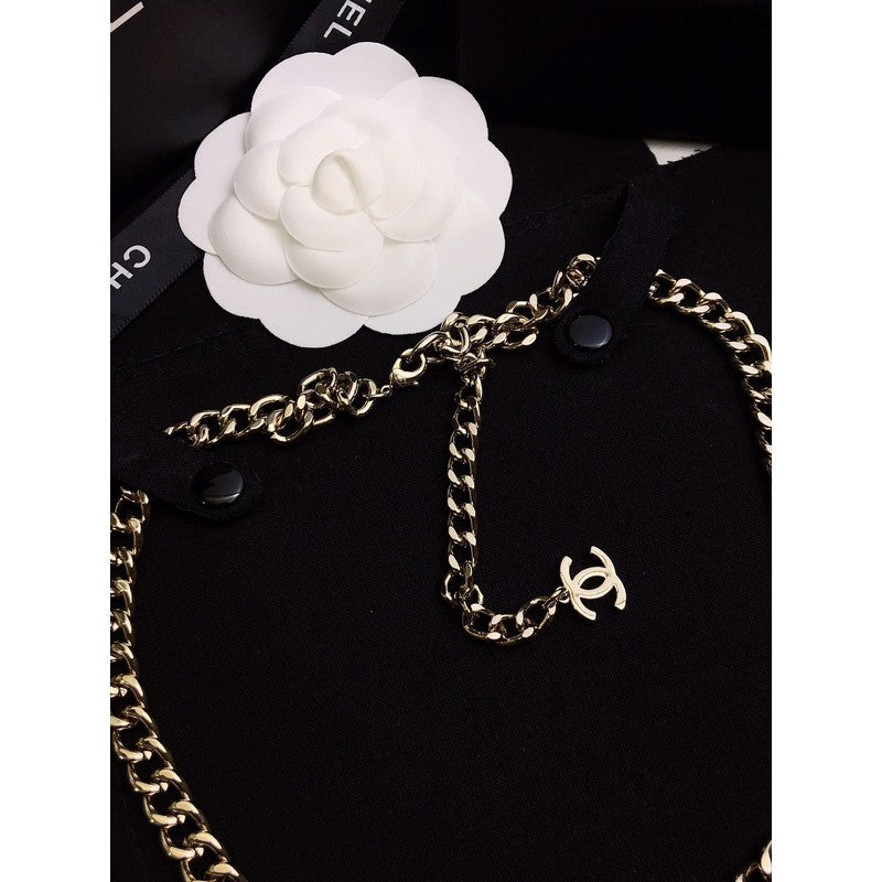 Chanel 22S Big Black Logo Necklace