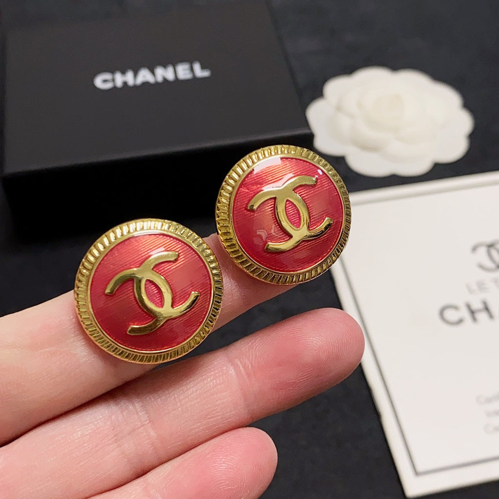 Chanel Red Earrings - 18K Yellow Gold