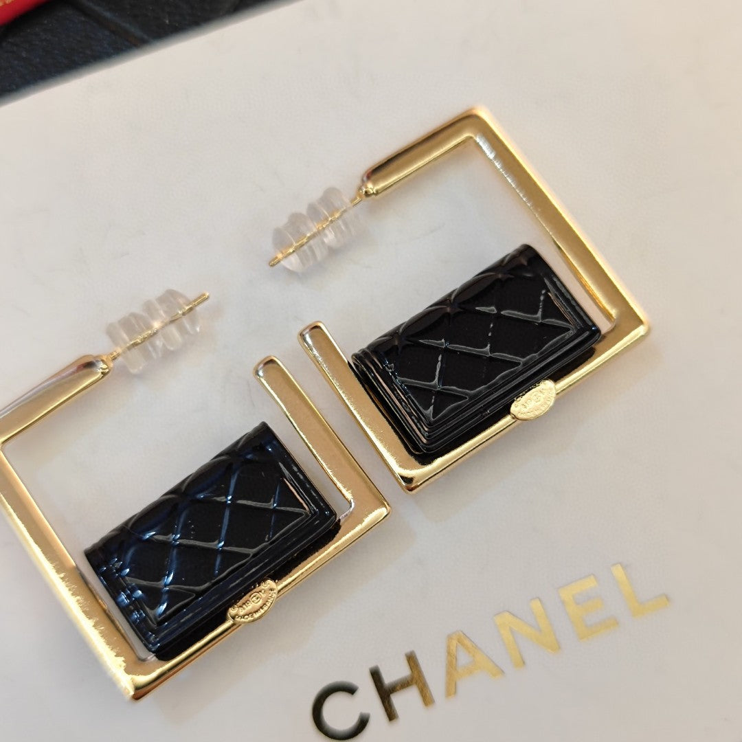 Chanel Black Bag Hoop Earrings - 18K Yellow Gold