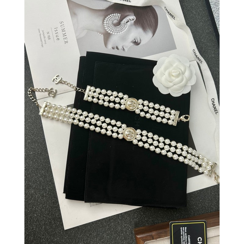 Chanel Choker Pearl Chain Necklace