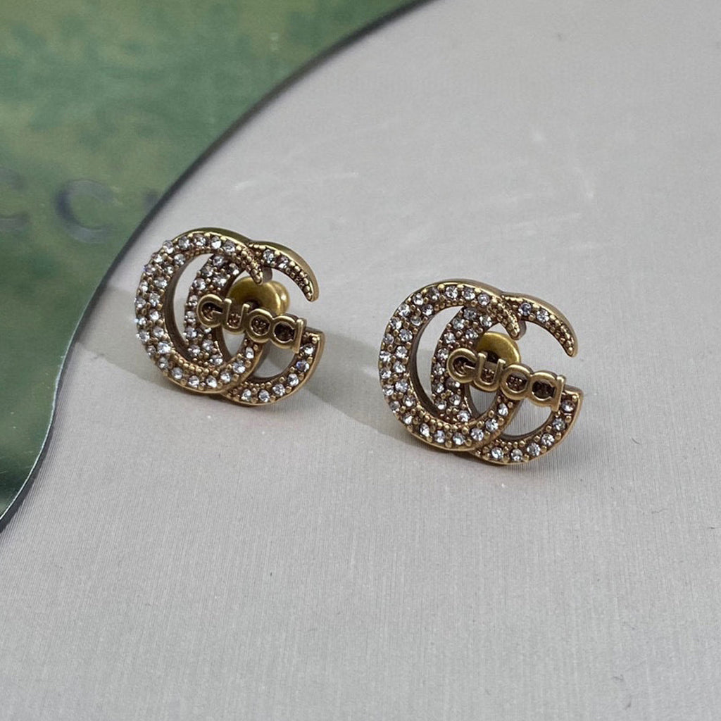 Gucci Double G Logo Diamond Earrings - 18K Yellow Gold