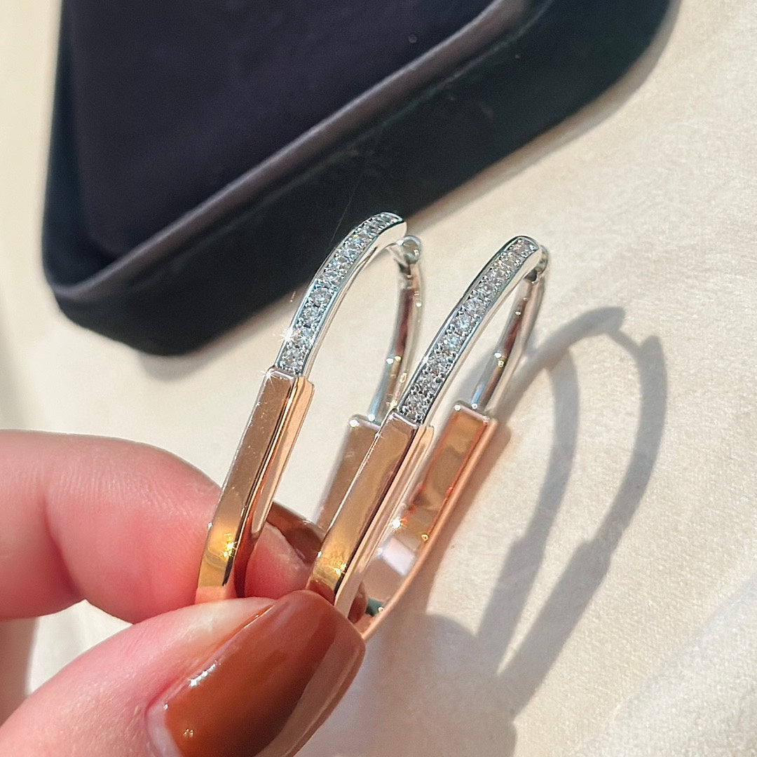 Tiffany Lock Moissanite Earrings - 18K Rose Gold