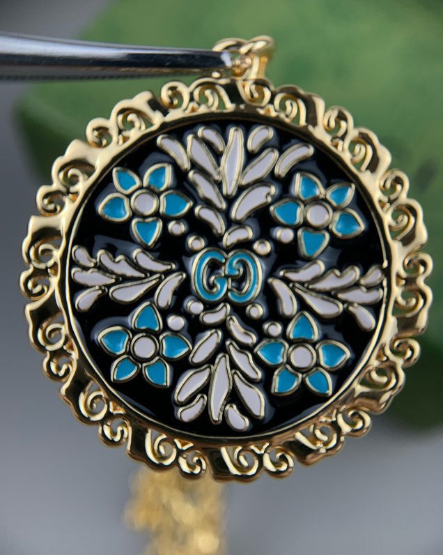 Gucci Double G Iconic Floral Pendant Necklace