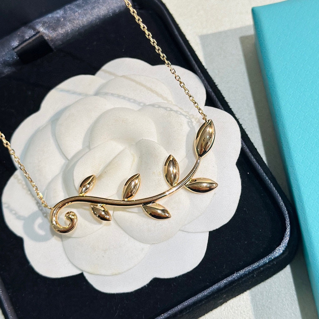 Tiffany Olive Leaf Vine Pendant Necklace