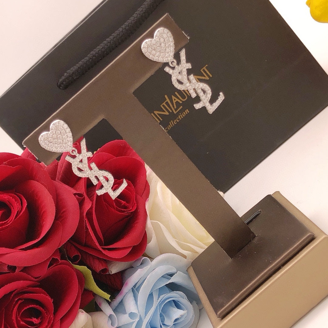 YSL Heart Diamond Earrings - 18K Gold
