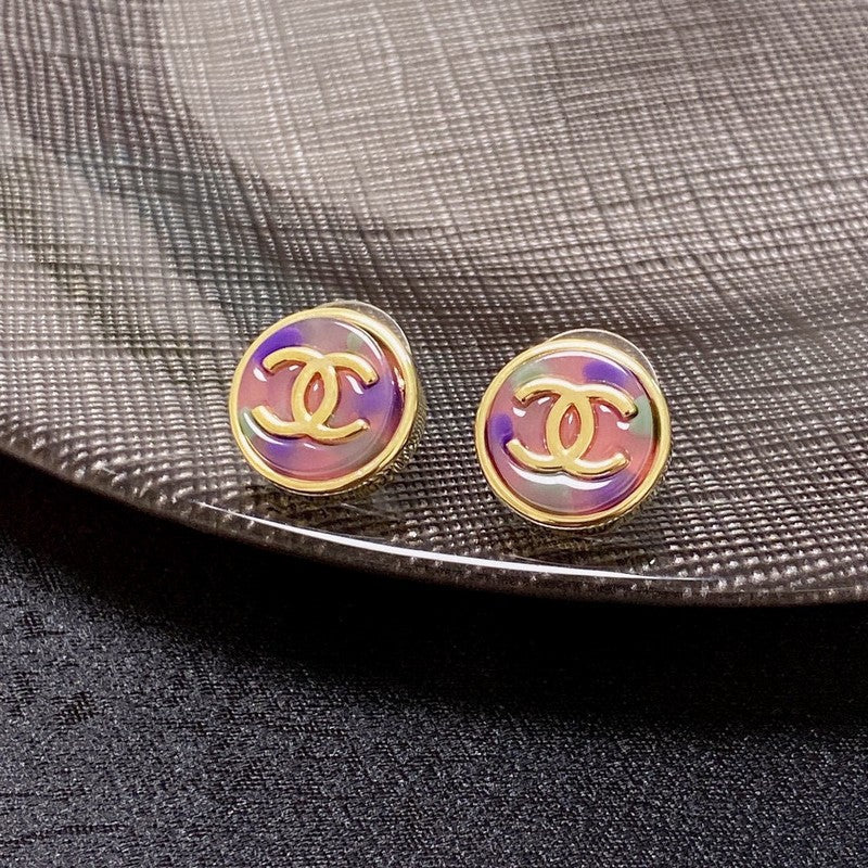 Chanel Colorful Round Earrings - 18K Yellow Gold
