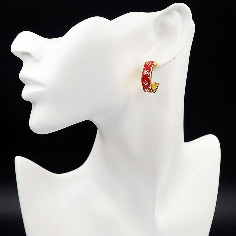 Louis Vuitton Nanogram Enamel Earrings - 18K Yellow Gold