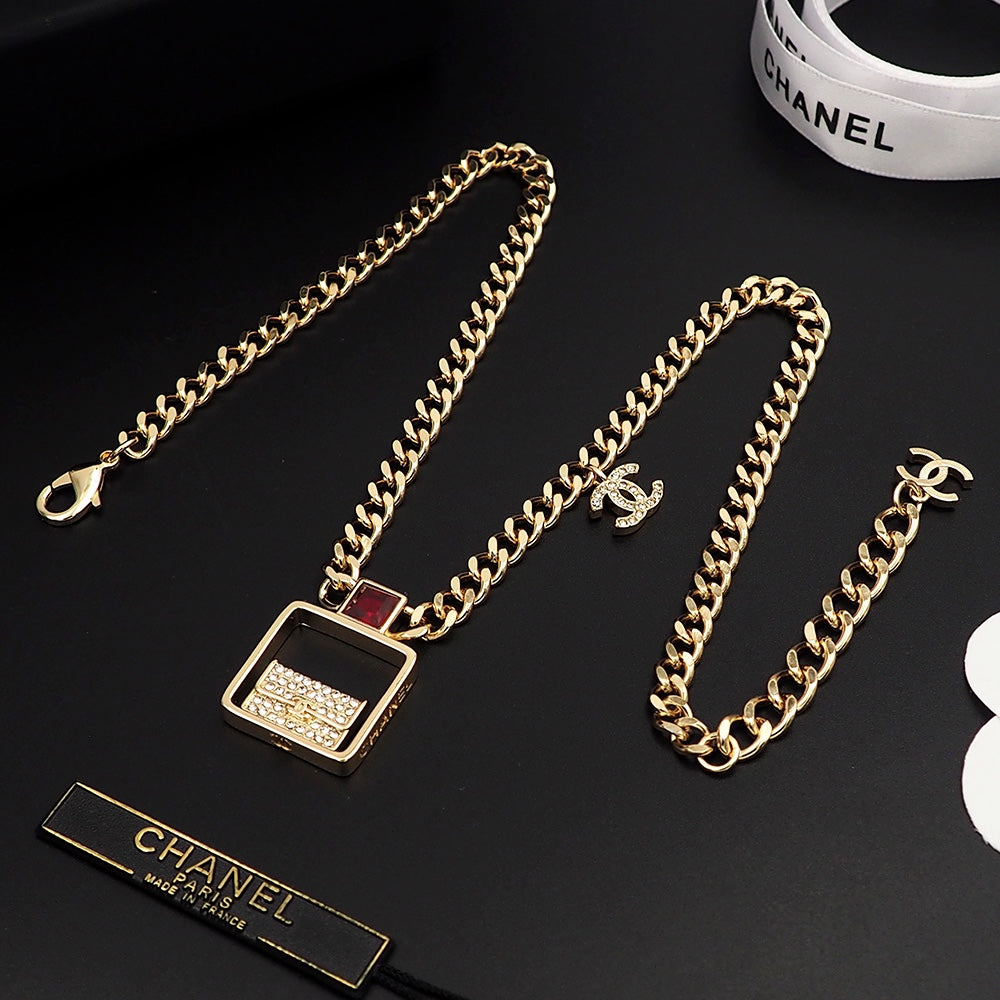 Chanel Red Bag Pendant Necklace