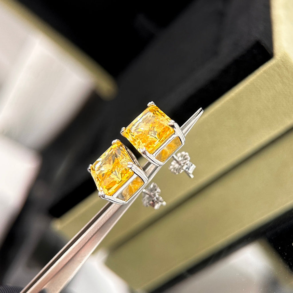 Tiffany Yellow Crystal Earrings - 18K White Gold