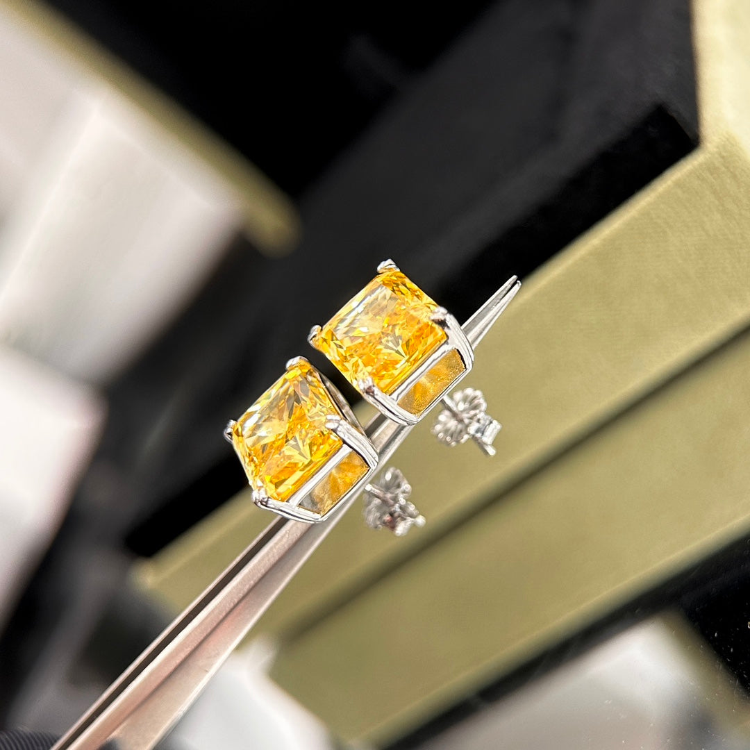 Tiffany Yellow Crystal Earrings - 18K White Gold