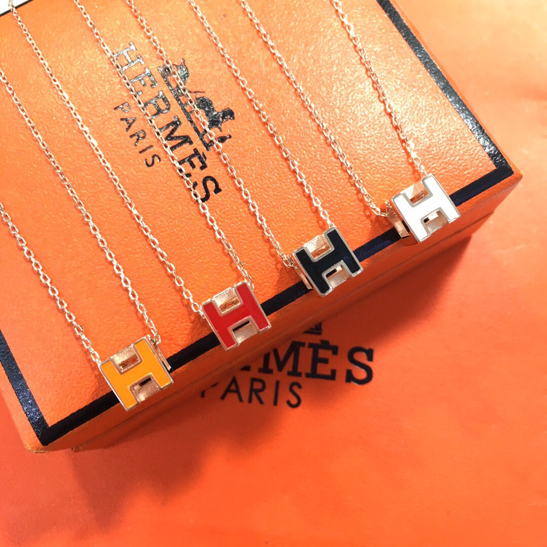 Hermes Cage D'H White Necklace