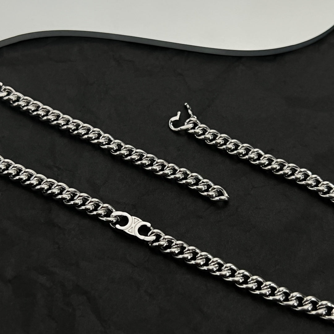 Celine Triomphe Gourmette Chain Necklace