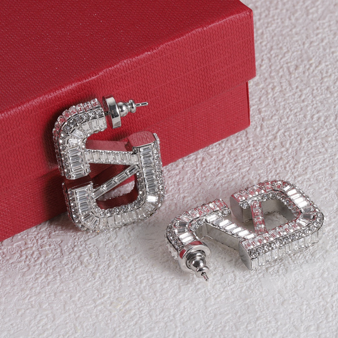 Valentino Crystal Earrings - 18K White Gold