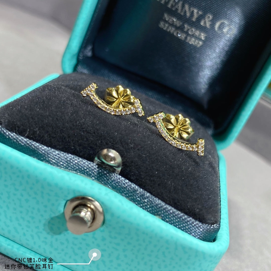 Tiffany Smile Moissanite Earrings - 18K Yellow Gold