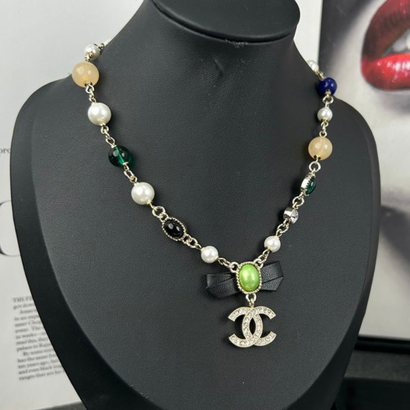 Chanel Crystal Bow Necklace