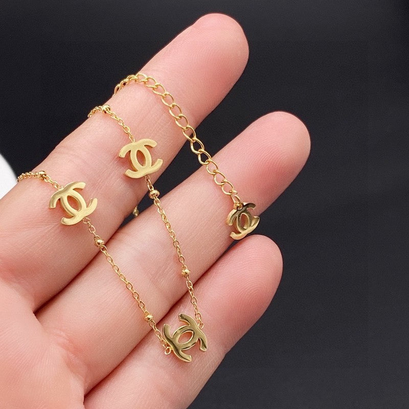 Chanel Small Logo Gold Necklace