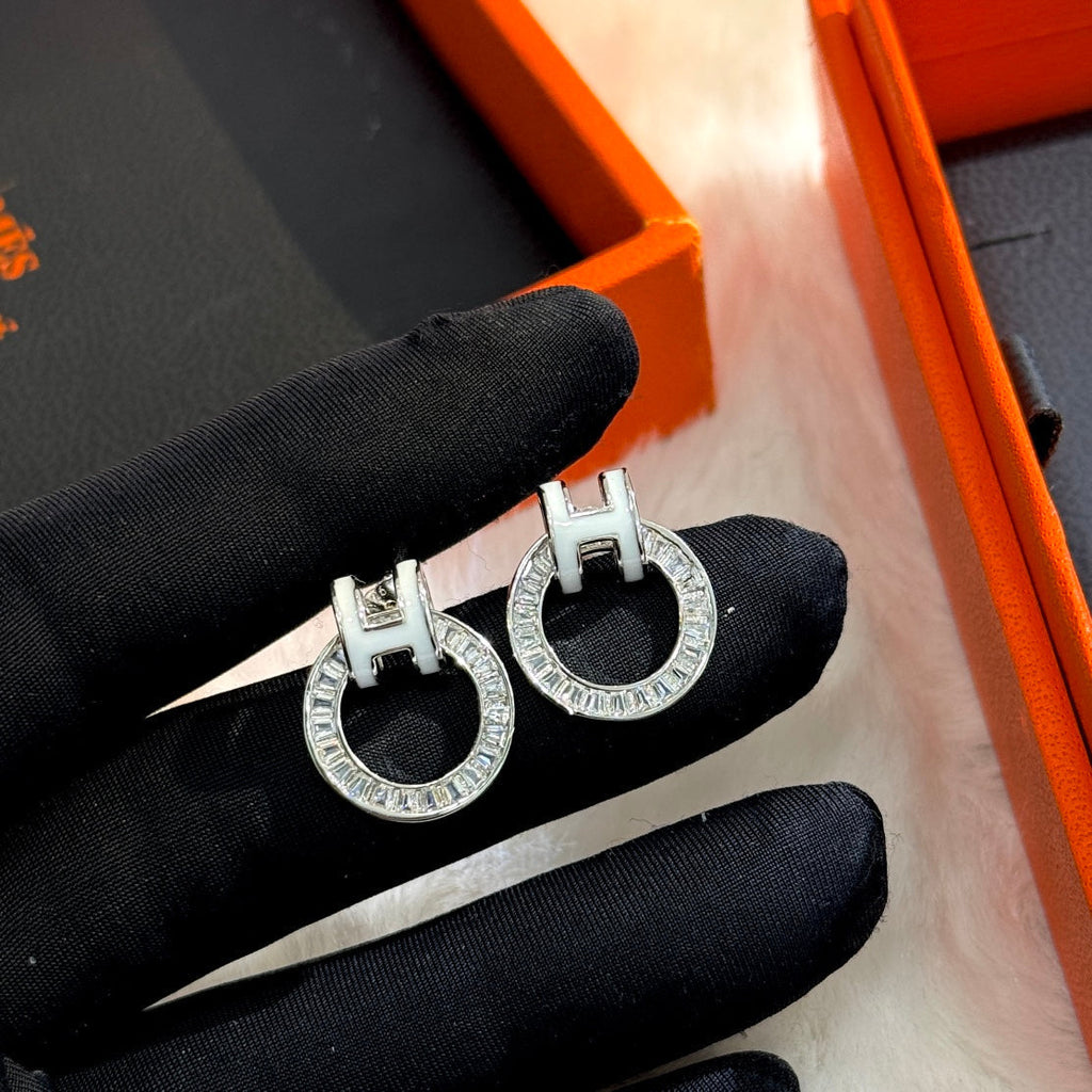 Hermes Clic H Diamond Earrings