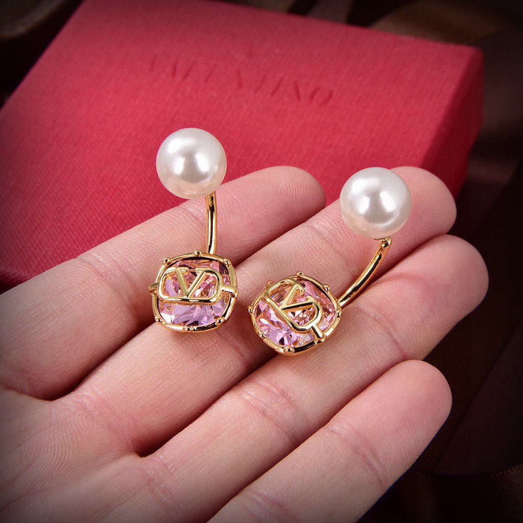 Valentino Crystal Earrings - 18K Yellow Gold