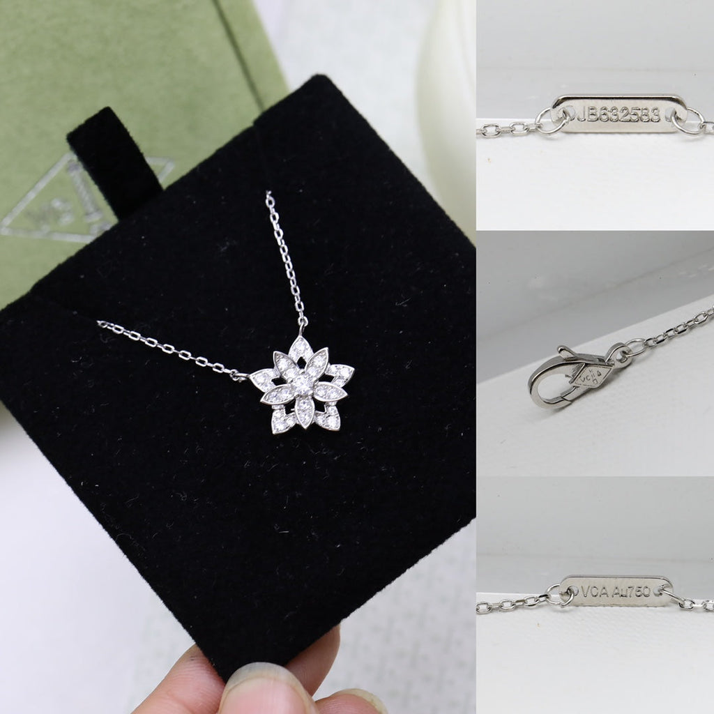 Lotus Openwork Pendant Necklace - 18K Gold