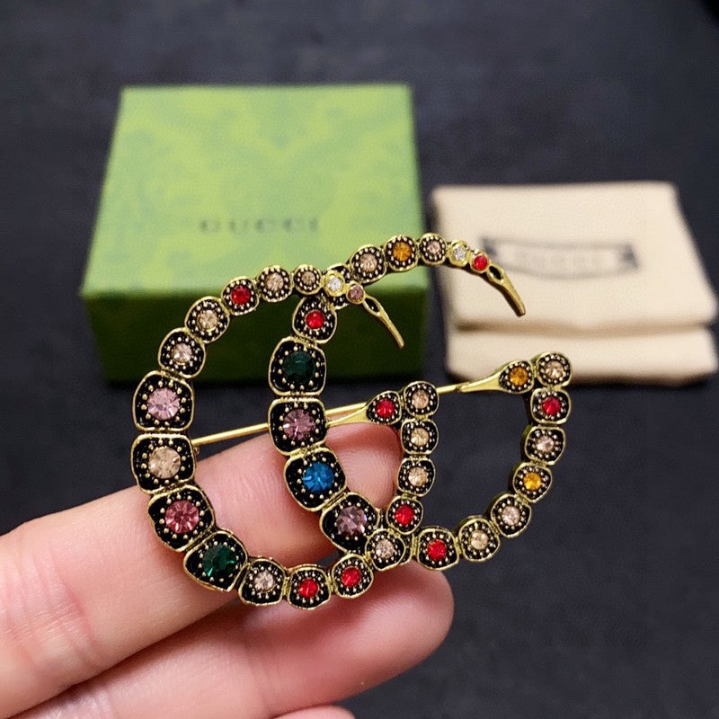 Gucci Double G Color Crystal Brooch