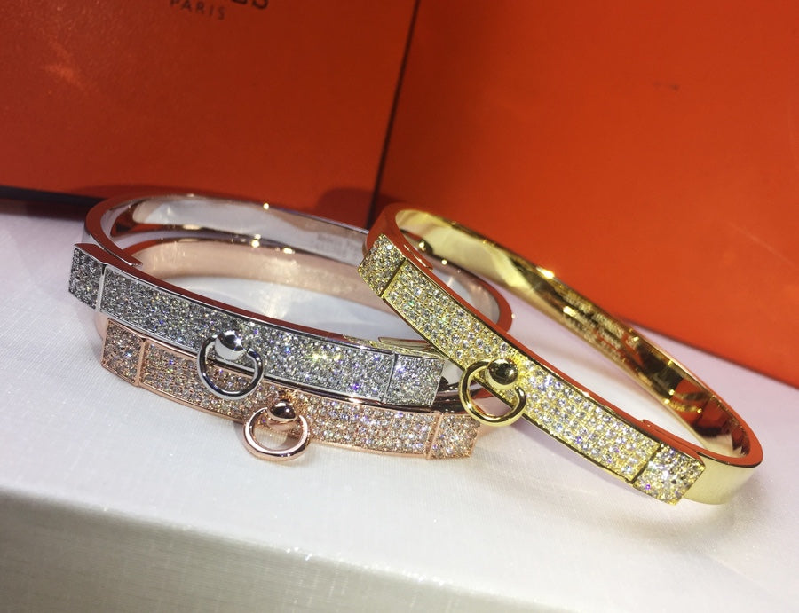 Hermes Collier De Chien Diamond Bracelet - 18K Gold