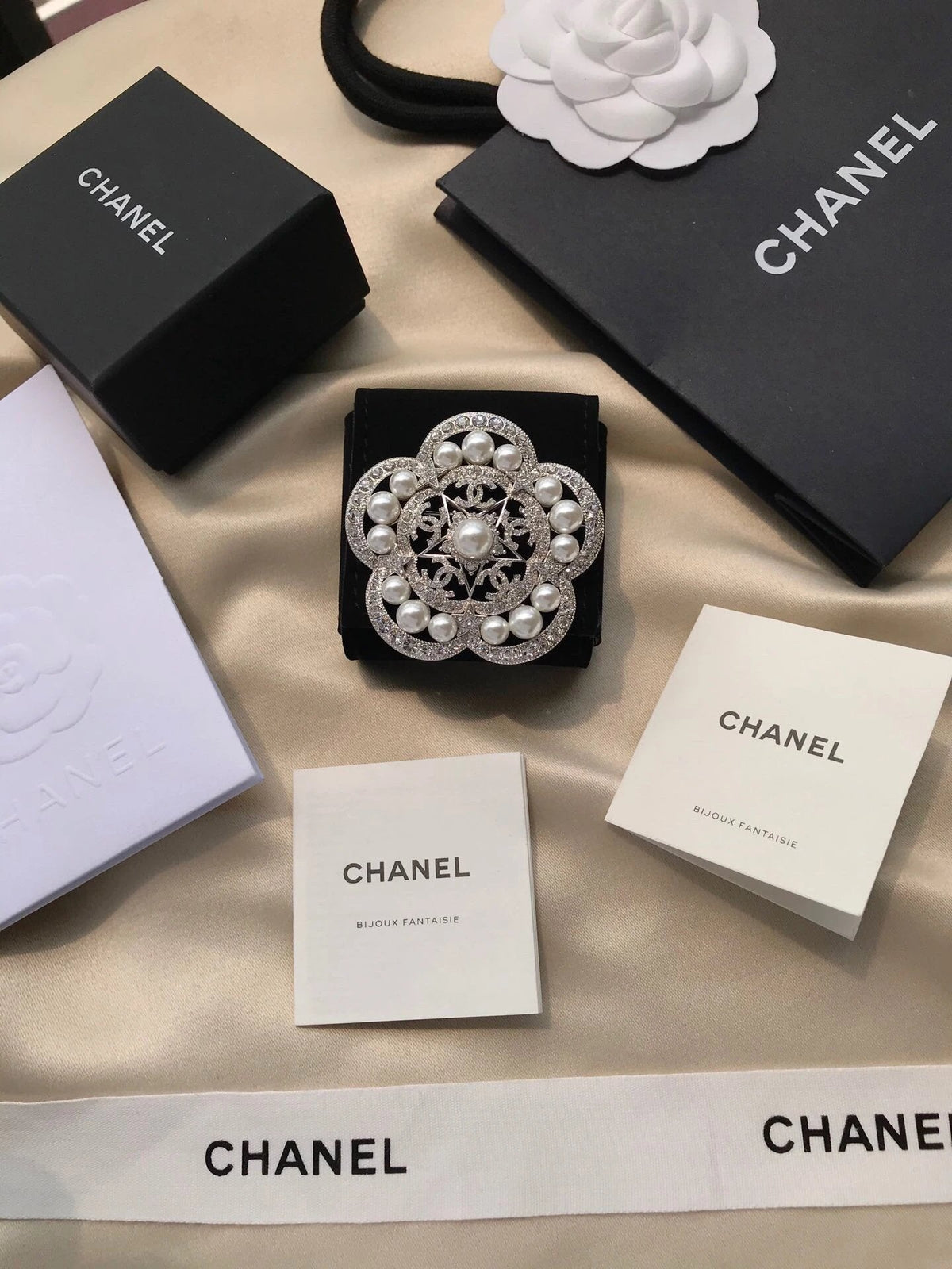 Chanel Camellia Pearl Brooch