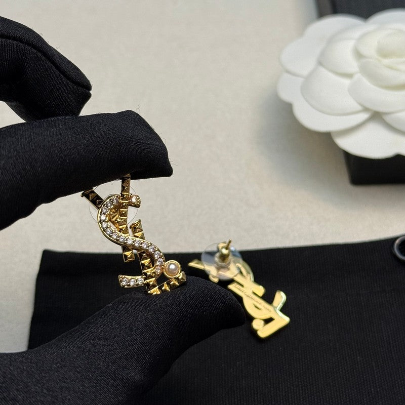 YSL Gold Diamond Earrings - 18K Gold