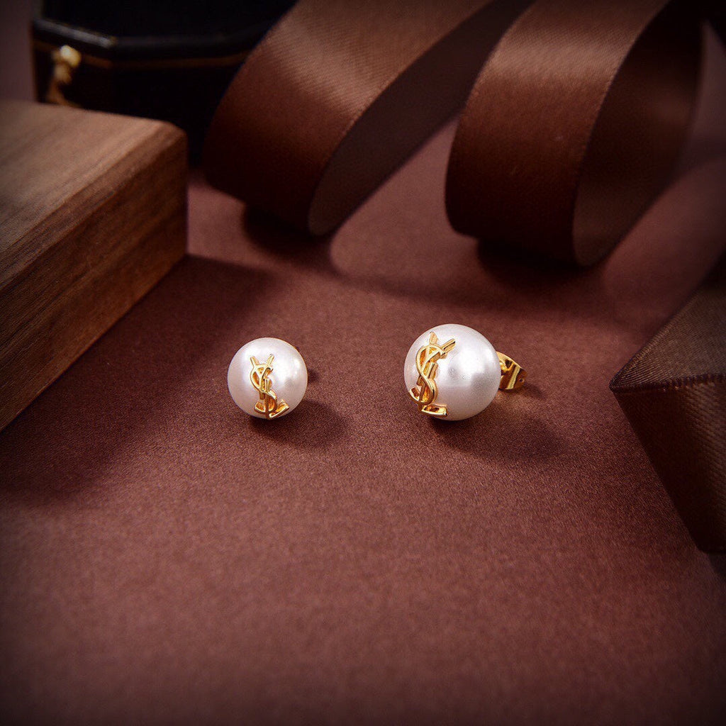 YSL Pearl Earrings - 18K Yellow Gold