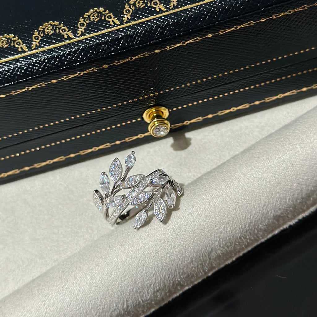Tiffany Victoria Moissanite Vine Bypass Ring - 18K White Gold