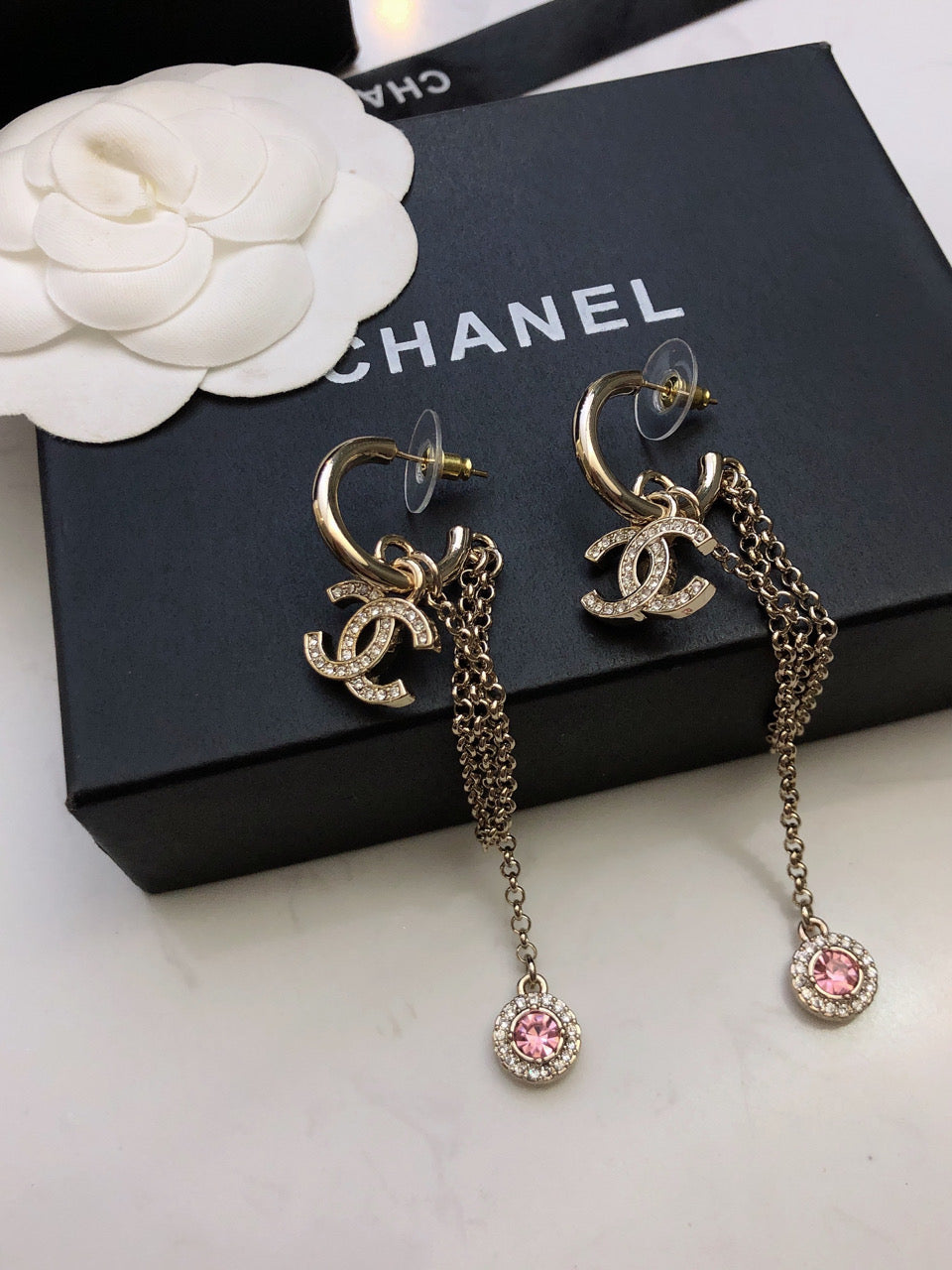 Chanel Tassel Crystal Earrings - 18K Yellow Gold