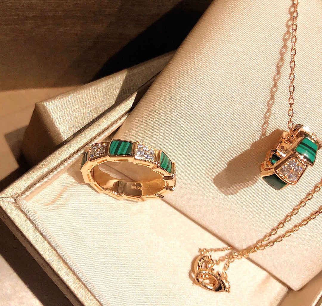 Bvlgari Serpenti Viper Malachite Ring - 18K Rose Gold