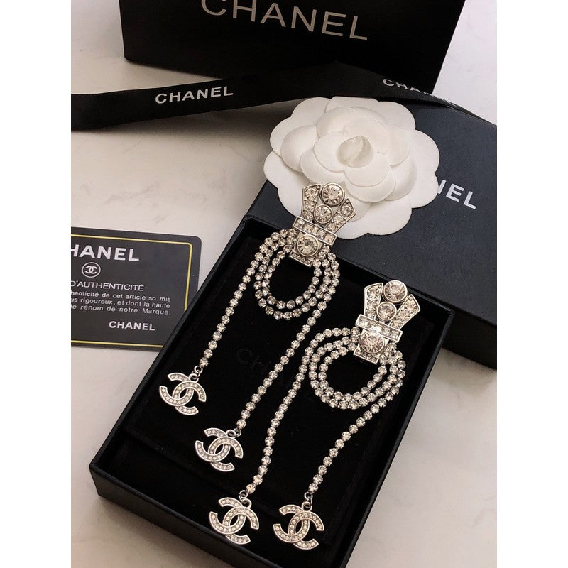 Chanel Tassel Crystal Earrings - 18K White Gold