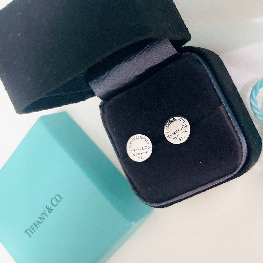 Return to Tiffany Circle Stud Earrings - 18K White Gold