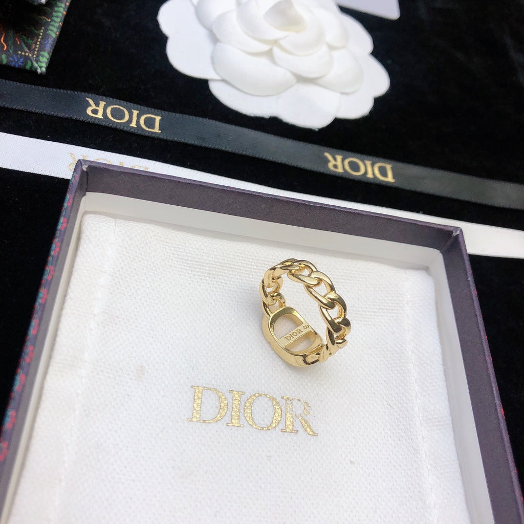 Dior Petit CD Chain Link Ring - 18K Yellow Gold