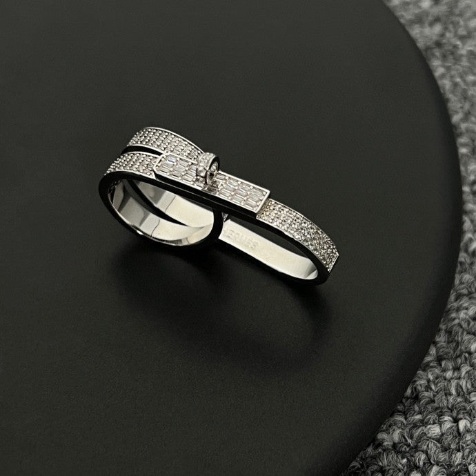 Hermes Kelly Gavroche Double Ring - 18K White Gold