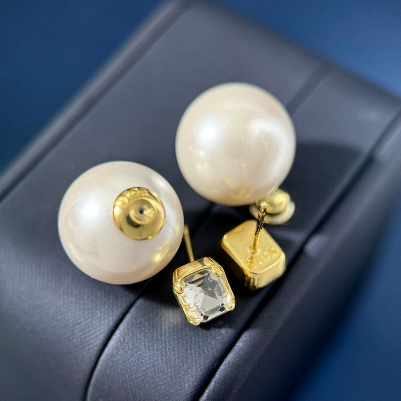Dior Pearl Crystal Earrings - 18K Yellow Gold