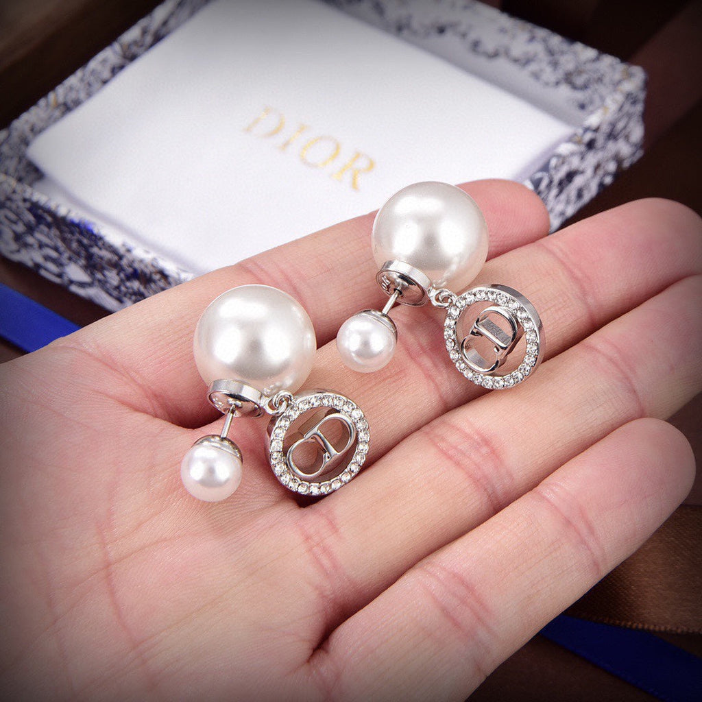 Dior Tribales White Resin Pearl Earrings