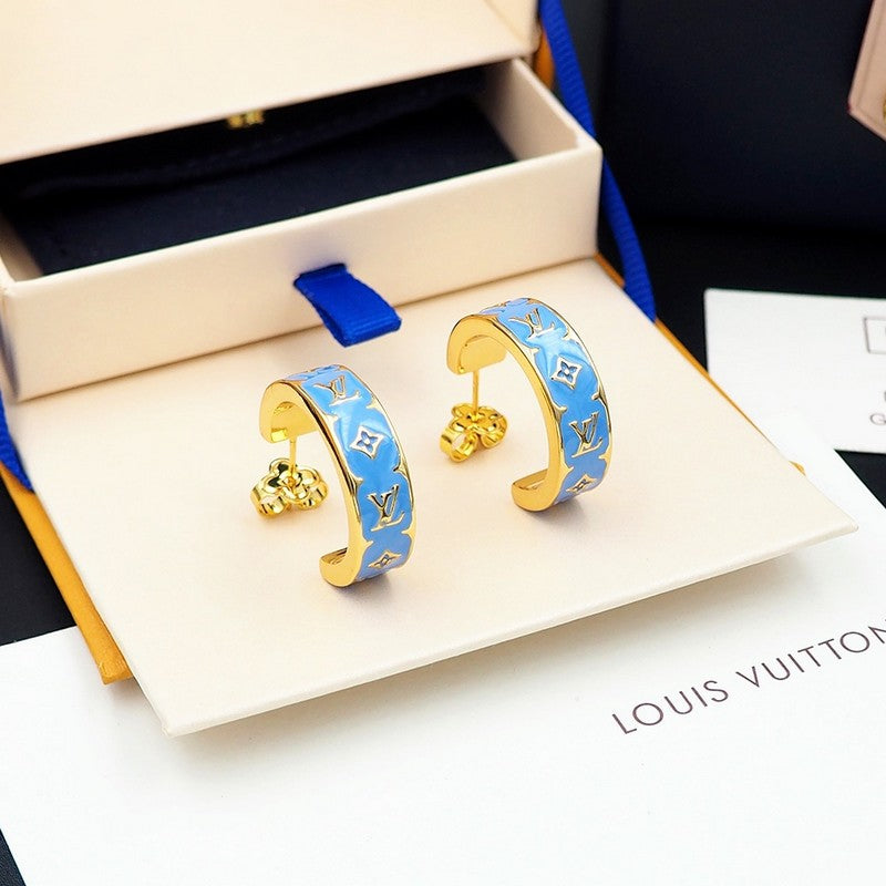 Louis Vuitton Nanogram Enamel Earrings - 18K Yellow Gold