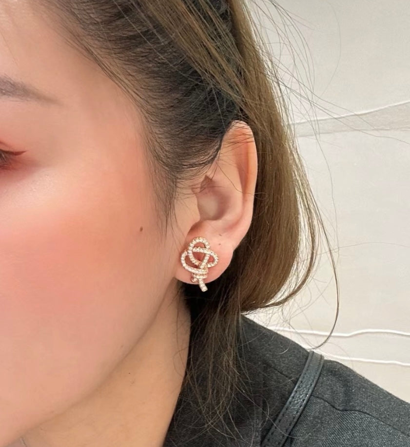Tiffany Keys Woven Diamond Earrings - 18K Rose Gold