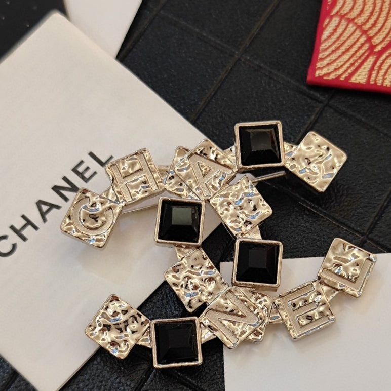 Chanel Black Crystal Brooch